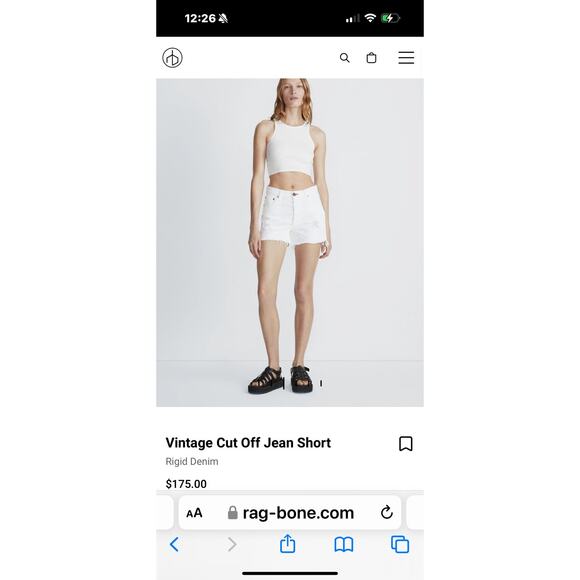 Rag & Bone Vintage Cut Off Jean Shorts Rigid Denim White Size 25 NWT - Picture 2 of 13